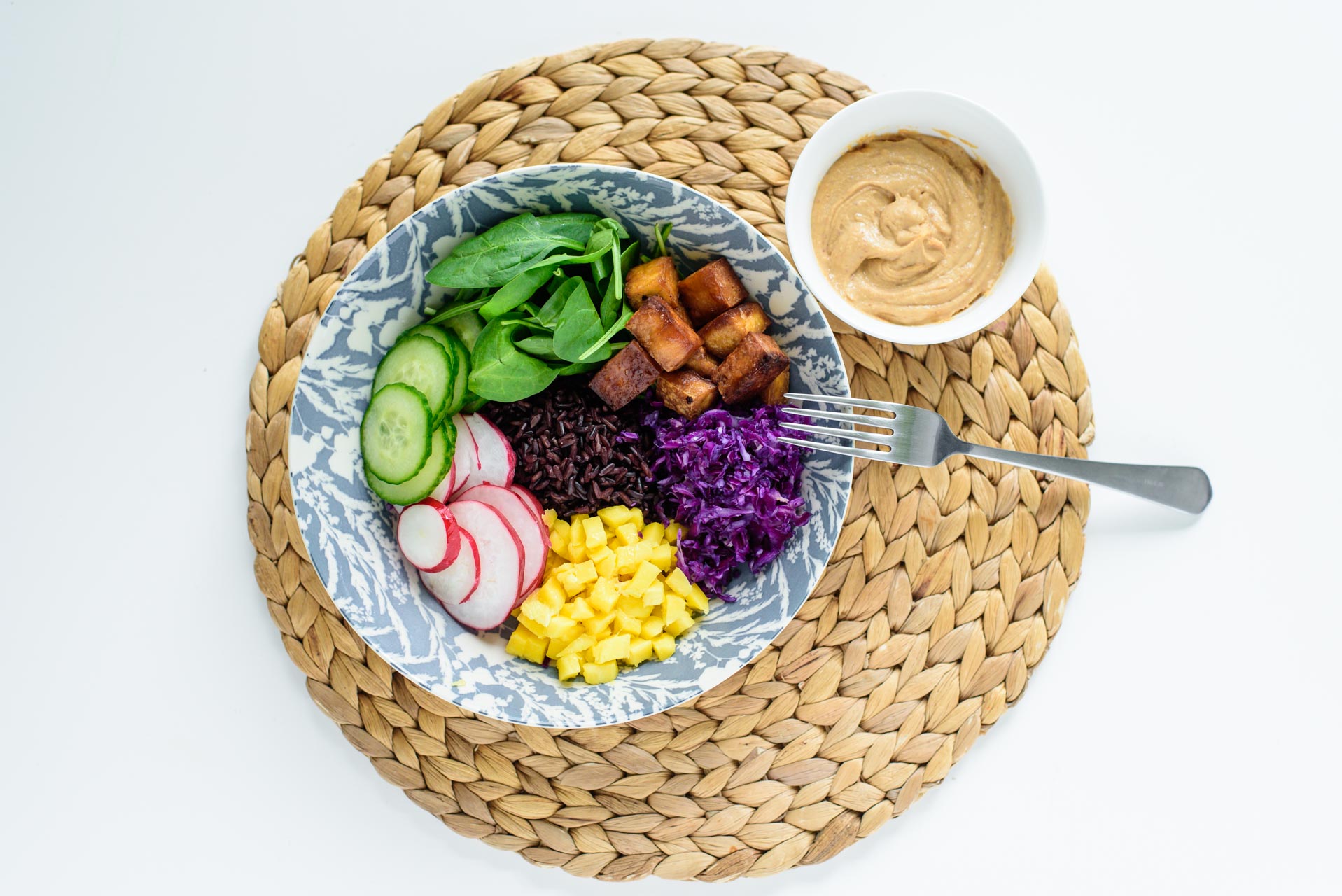 black rice with tofu and vegetables