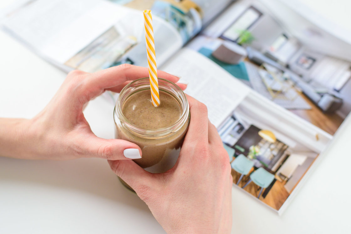 raspberry smoothie with almond butter